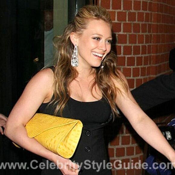 JJ Winters Hilary Yellow Large Celebrity Clutch Bag Hilary Duff Leather Croc - Picture 2 of 12